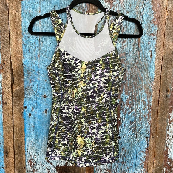 LULULEMON Purple/Green “Running in the City” Racerback Floral Tank Top Size 4 - Picture 1 of 9